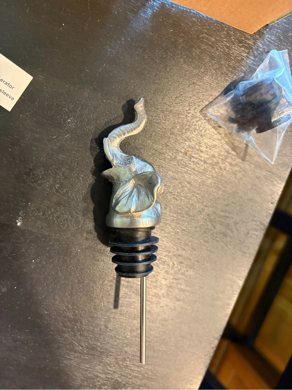 Menagerie Stainless Steel Elephant Wine Pourer Aerator - Brass Tone